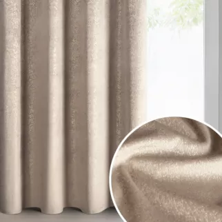 Zasłona brązowo, złota z welwetu zdobiona błyszczącym nadrukiem 135x250 cm złote przelotki - BETHY