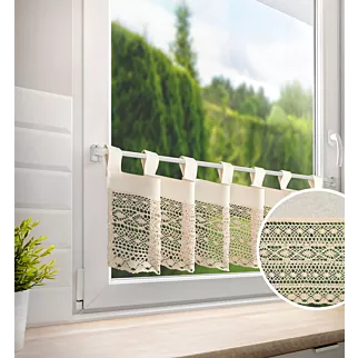 Zazdrostka jasnobeżowa z bawełny zdobiona ażurowym wzorem 150x35 cm szelki  MADDELINE