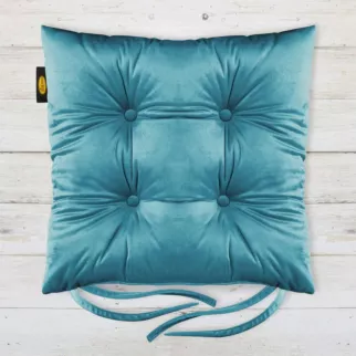 Poduszka na krzesło dwustronna 40 x 40 x 8 cm welwetowa ciemnoturkusowa