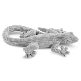 Figurka srebrna jaszczurka o drobnym strukturalnym wzorze 19x10x4 cm ELDO