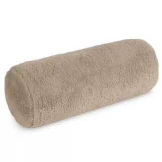 Poduszka wałek 15x45 cm jasnobeżowa z miękkiej futrzanej tkaniny  NINA