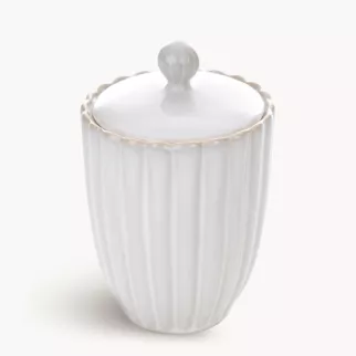 Pojemnik ceramiczny dekoracyjny kremowo-beżowy z przecieranym wzorem w stylu eko średnica 15x8 cm AVRIL