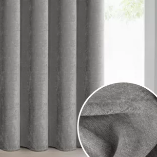 Zasłona szara z szenilowej tkaniny 140x270cm taśma - VANI