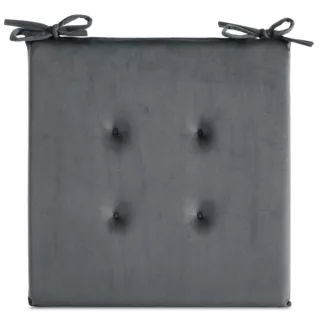 Poduszka na krzesło 40 x 40 x 3 cm  welwetowa stalowa z ozdobnym pikowaniem i praktycznymi troczkami GAJA