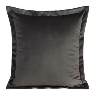 Poszewka na poduszkę 45x45 cm welwetowa grafitowa z ozdobnymi brzegami RIA Diva Line