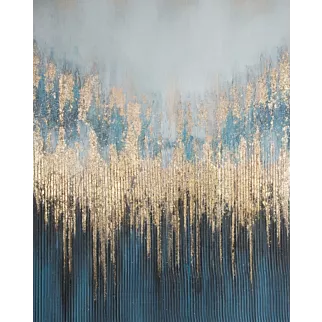 Obraz abstrakcja granatowo, złoty ręcznie malowany na płótnie 80x100 cm MIRAGE 1