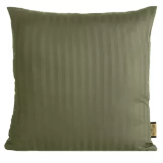 Poszewka na poduszkę 40x40 cm z satyny bawełnianej oliwkowa w delikatne prążki VERA