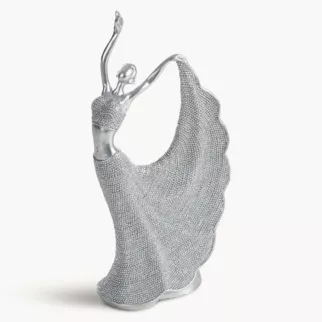 Figurka srebrna w kształcie baletnicy o drobnym strukturalnym wzorze 13x7x26 cm ELDO