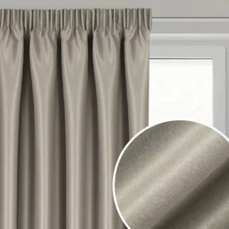 Zasłona ciemnobeżowa z błyszczącą nicią z tkaniny zaciemniającej 140x270 cm taśma - SELINA