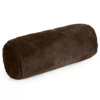 Poduszka wałek 15x45 cm ciemnobrązowa z miękkiej futrzanej tkaniny  NINA