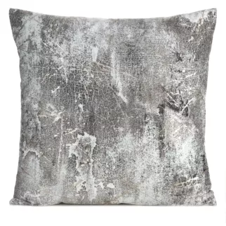 Poszewka na poduszkę 45x45 cm welwetowa grafitowa zdobiona metalicznym wzorem ESTER