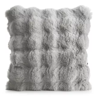 Poszewka na poduszkę 45x45 cm z futerka kolor srebrny zdobiona efektem 3D LILY