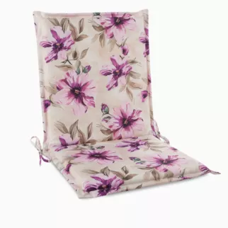 Poduszka na krzesło 45 x 90 x 3 cm wodoodporna kremowo, różowa zdobione roślinnym wzorem GARDEN