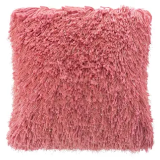 Poszewka na poduszkę 40x40 cm z długim włosem pomarańczowa z dodatkiem srebrnej nici CELIA