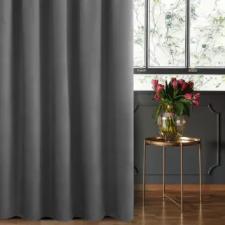 Zasłona welwetowa stalowa gładka 140x270 taśma - SIBEL - Pierre Cardin