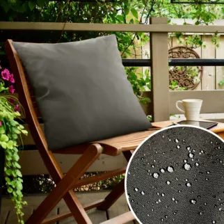 Poszewka na poduszkę 45x45 cm z gładkiej tkaniny wodoodpornej grafitowa idealna do ogrodu i na taras GARDEN