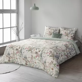 Pościel 220x200 cm bawełniana kolor biały, brązowy z motywem botanicznym SPRING 47