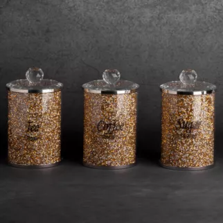 Komplet VENTOSA 3 szt pojemników do przechowywania z kryształkami glamour