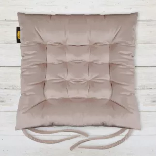Poduszka na krzesło 40 x 40 x 6 cm dwustronna welwetowa pudrowo różowa z szesnastoma pikowaniami