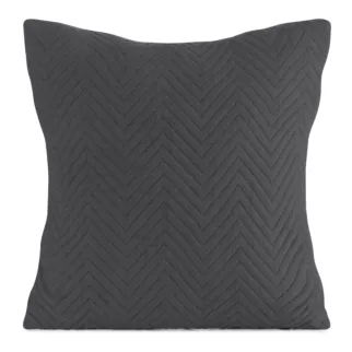 Poszewka na poduszkę 45x45 cm o strukturze lnu pikowana metodą hot press w wzór jodełki grafitowa LEN Eurofirany Premium