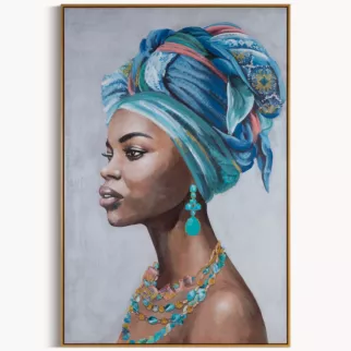 Obraz portret kobiety ręcznie malowany na płótnie oprawiony w ramę