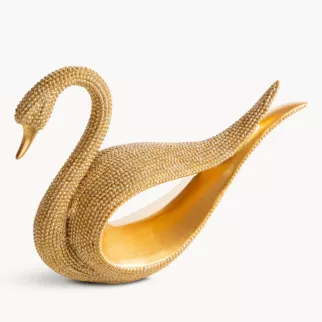 Figurka złota w kształcie łabędzia o drobnym strukturalnym wzorze 18x6x14 cm ELDO 2