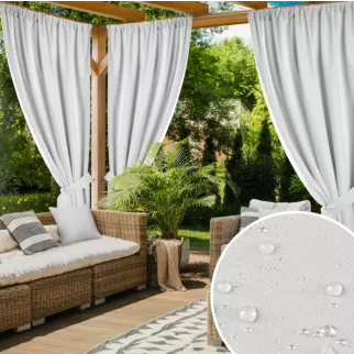 Zasłona biała z wodoodpornej tkaniny idealna do ogrodu i na taras 155x200 cm tunel - GARDEN