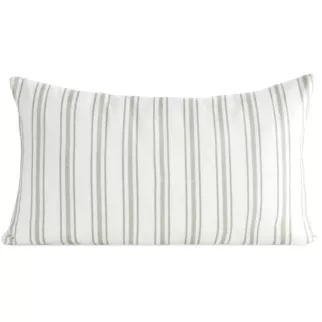 Poszewka na poduszkę 30x50 cm bawełniana z dodatkiem lnu zdobiona subtelnym nadrukiem pasów kremowo, popielata LEN