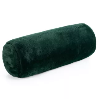 Poduszka wałek 15x45 cm ciemnozielona z miękkiej futrzanej tkaniny  NINA