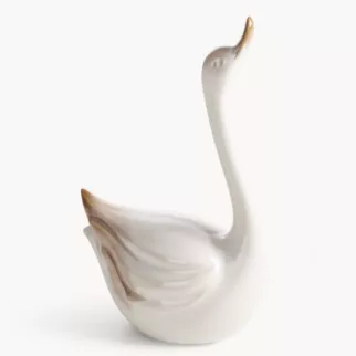 Figurka dekoracyjna łabędź kremowa 15x5x20 cm AVANI