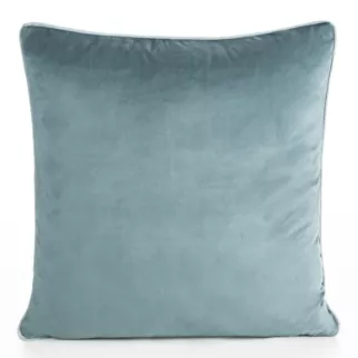 Poszewka na poduszkę 60x60 cm welwetowa kolor niebieski o delikatnym połysku z ozdobną lamówką GAJA 2