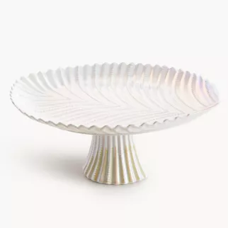 Patera dekoracyjna na stopce w perłowym odcieniu NELA