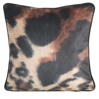 Poszewka na poduszkę 45x45 cm welwetowa, brązowo czarna z designerskim nadrukiem i wypustką na brzegach MING 16 B Eva Minge