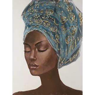 Obraz BEAUTY 2 ręcznie malowany na płótnie portret kobiety w turbanie