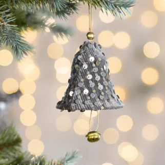 Ozdoba choinkowa DZWONEK z lśniącymi cekinami