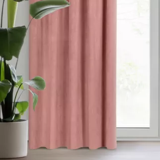 Zasłona welwetowa ciemnoróżowa gładka 140x300 cm taśma - PIERRE