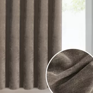 Zasłona ciemnobrązowa o szenilowej strukturze 140x270 cm taśma - NILO