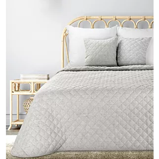 Narzuta o strukturze lnu beżowa 170x210 cm pikowana metodą hot press LEN 1 Eurofirany Premium