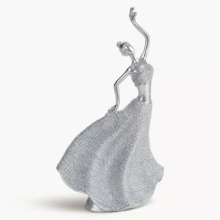 Figurka srebrna w kształcie baletnicy o drobnym strukturalnym wzorze 14x7x26 cm ELDO