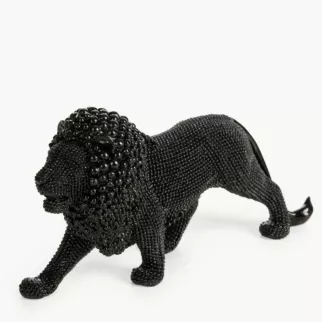 Figurka czarna w kształcie Lwa o drobnym strukturalnym wzorze 23x6x12 cm ELDO 3