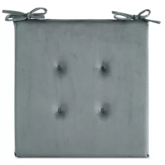 Poduszka na krzesło 40 x 40 x 3 cm  welwetowa morska z ozdobnym pikowaniem i praktycznymi troczkami GAJA