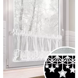 Zazdrostka biała z etaminy zdobiona świątecznymi gwiazdkami  150x30 cm tunel - XMAS