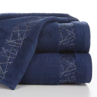 Ręcznik kąpielowy 70x140 cm bawełniany kolor granatowy z żakardową bordiurą 480 g/m2 NIKA