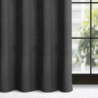 Zasłona czarna z wytłaczanego welwetu 140x250 cm przelotka - ELIZA