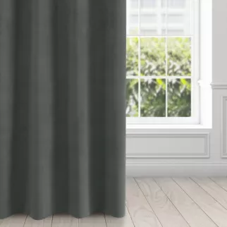 Zasłona grafitowa z matowego welwetu 140x250 cm przelotka - MILO