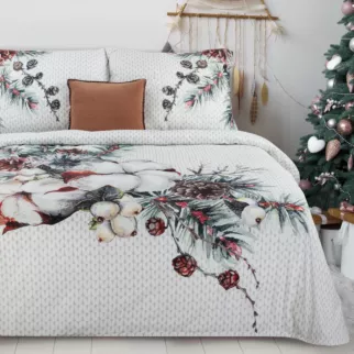 Pościel świąteczna 220x200 cm bawełniana kolor biały, jasnoszary SNOW
