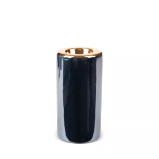 Świecznik ceramiczny AMORA 1 o lśniącej powierzchni ze złotym detalem