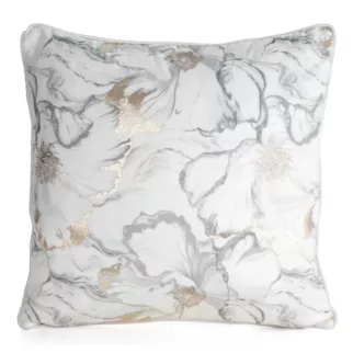 Poszewka na poduszkę 45x45 cm velvetowa biało, szara z błyszczącymi akcentami LISA