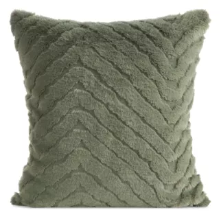 Poszewka na poduszkę 45x45 cm futrzana oliwkowa zdobiona efektem 3D KATE