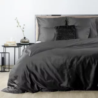 Pościel 220x200 cm gładka z satyny bawełnianej kolor czarny DINA Diva Line